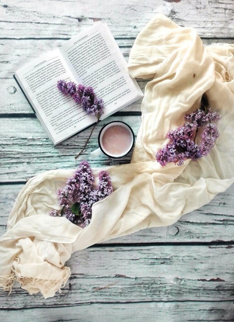 book, lilac, beautiful flowers