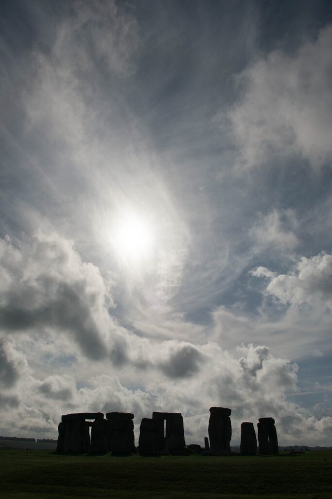 stonehenge, sky, clouds