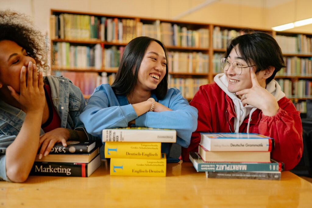 People Talking in the Library