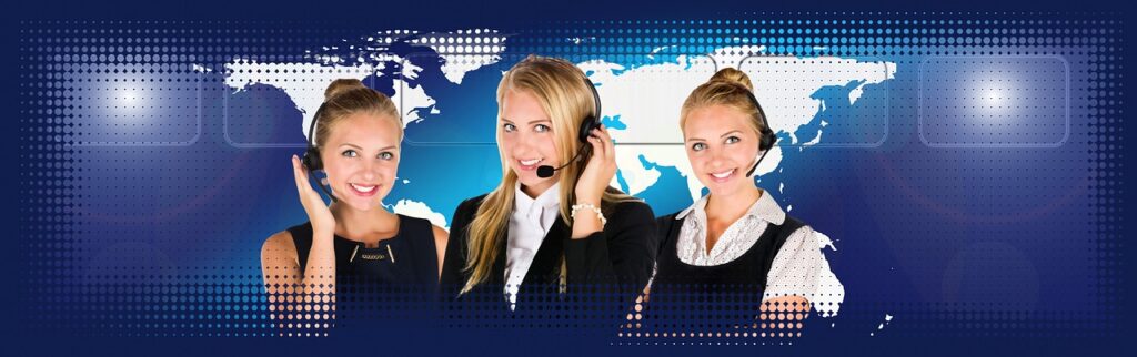 call center, headset, woman