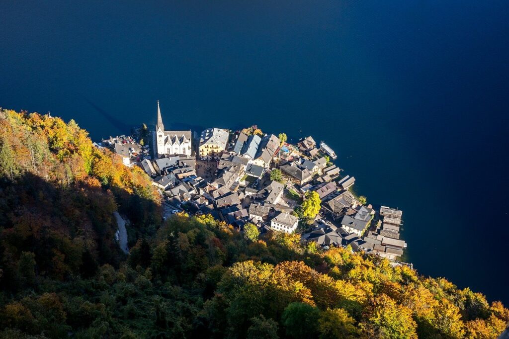 lake, village, nature, church, hallstatt, hallstatt lake, tourism, alps, alpine, salzkammergut, austria, upper austria, lake, tourism, tourism, tourism, tourism, tourism, austria