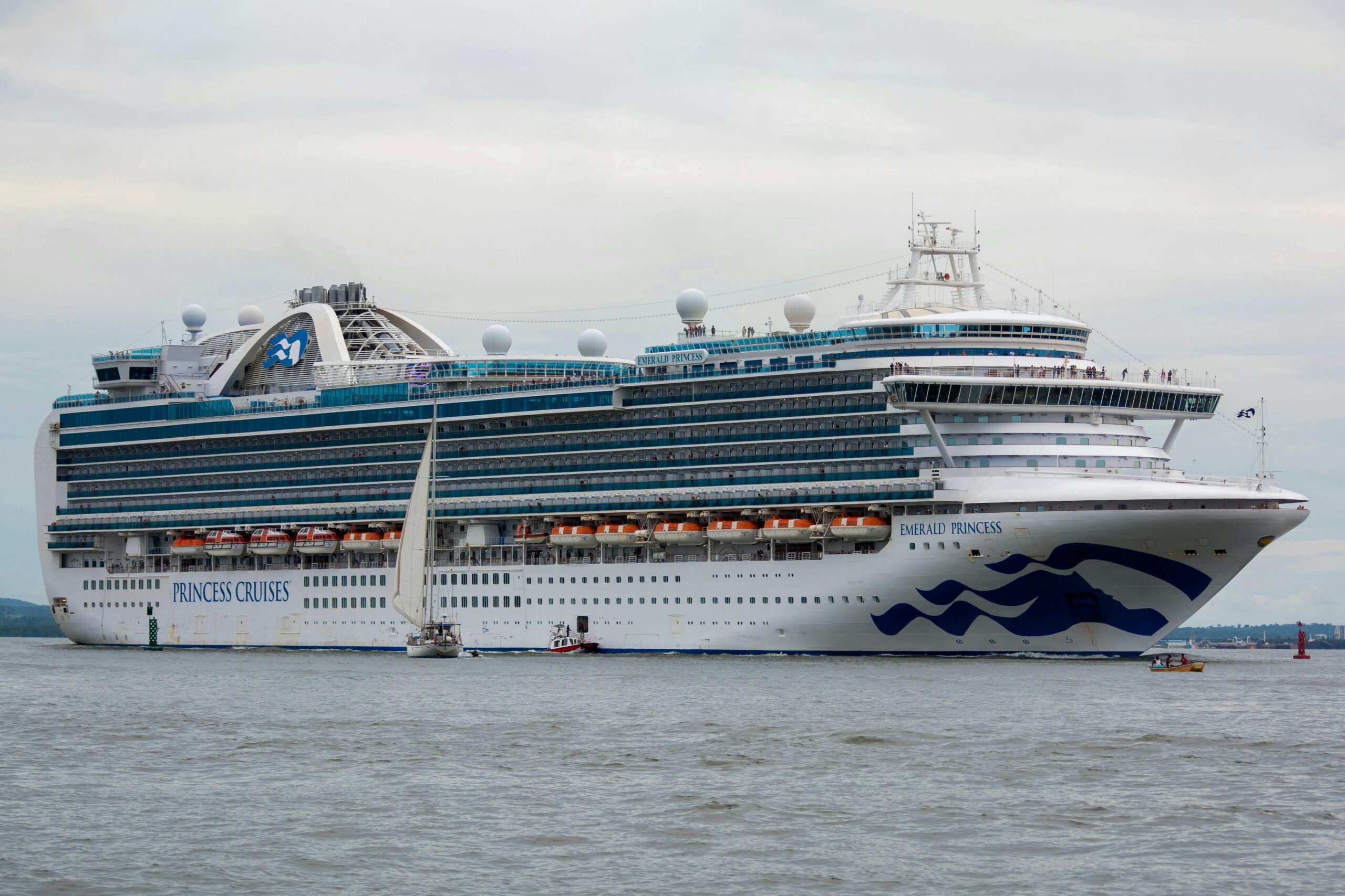 The Emerald Princess cruise ship sailing on the open sea, showcasing majestic ocean travel.