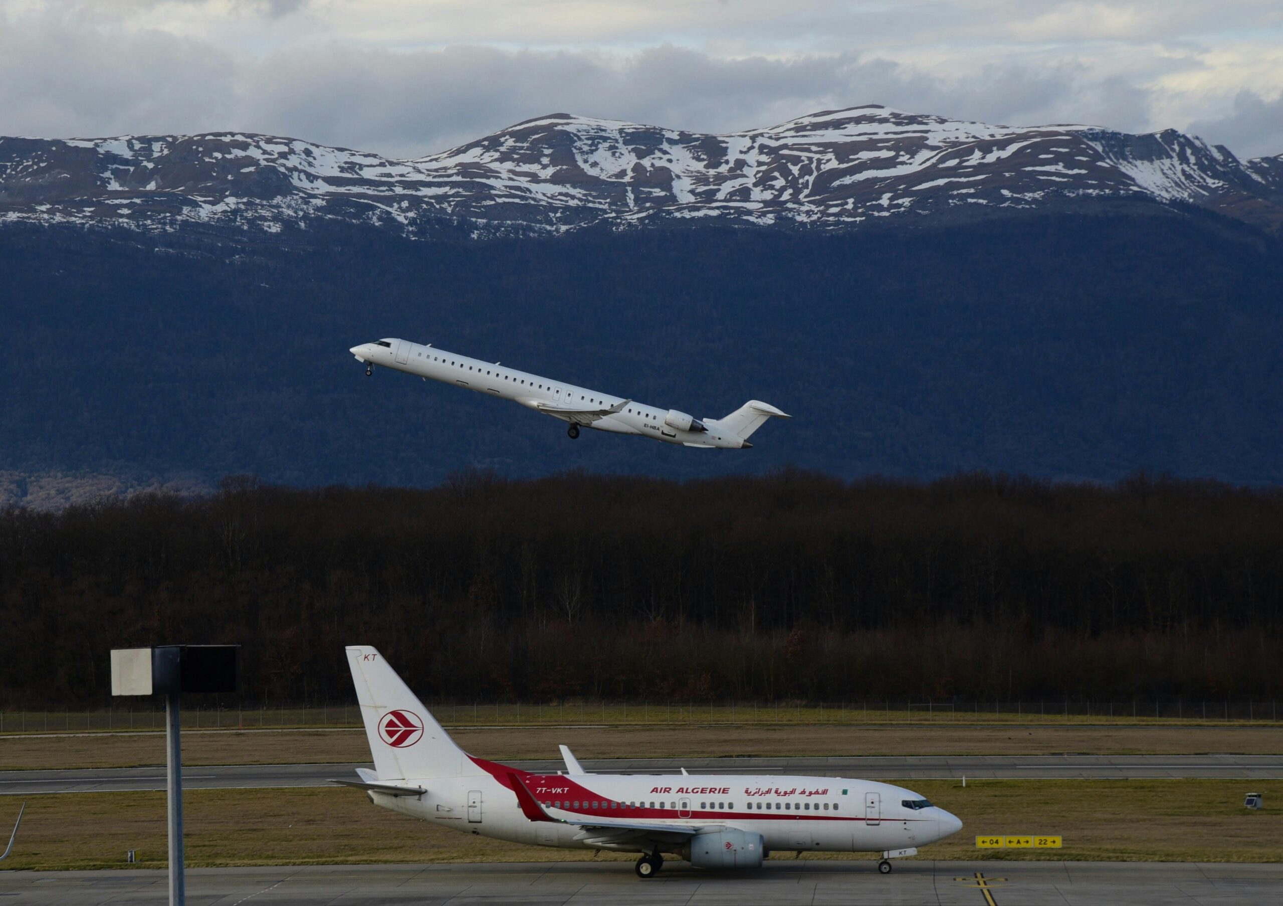 Air Algerie and long plane with mountains