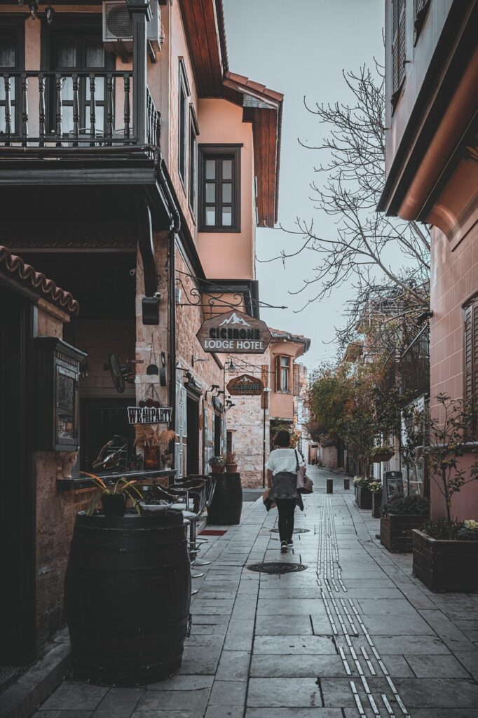 town, village, travel, tourism, street, antalya, turkey, houses