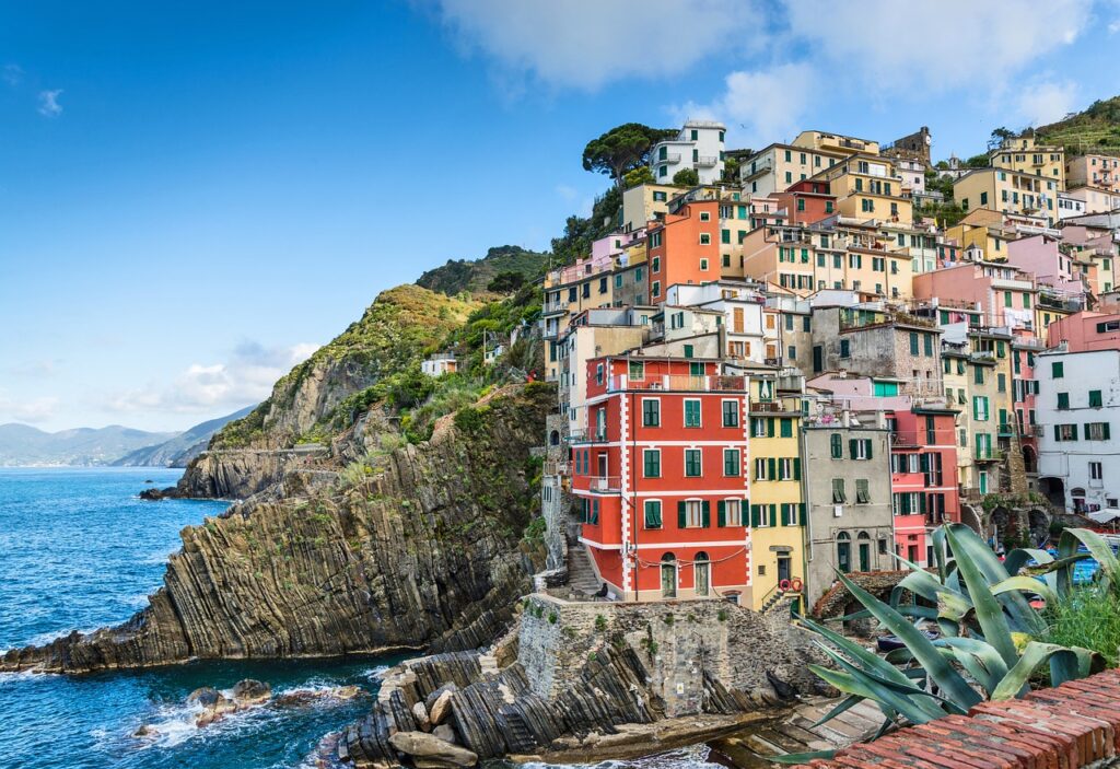 coastal, village, sea, cliffs, steep, tower house, colorful, wharf, path, nature, popular, tourist, destination
