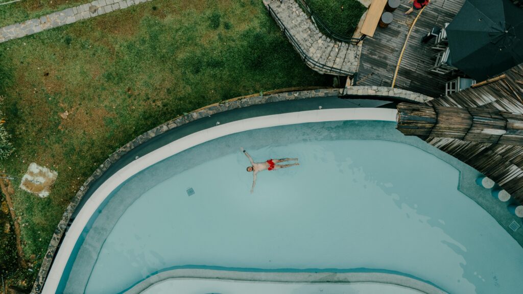 Drone Shots for swimming pool in the middle of mountain Sri lanka
