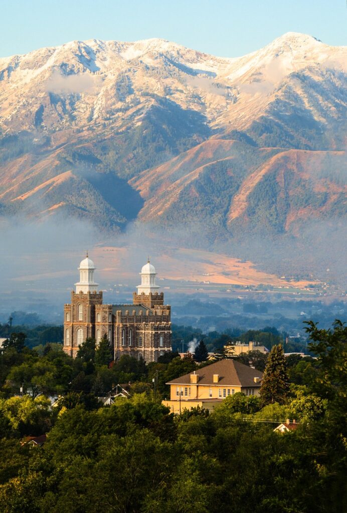 architecture, travel, mountain, panoramic, sky, logan, utah, nature, lds temple