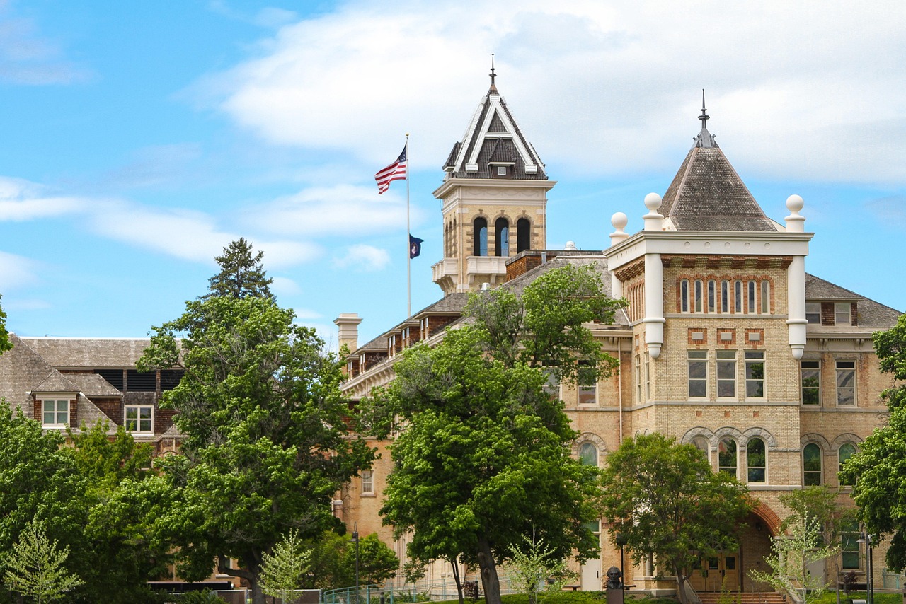 architecture, old, building, travel, sky, old main, utah state university, nature, logan, utah, landmark, tower