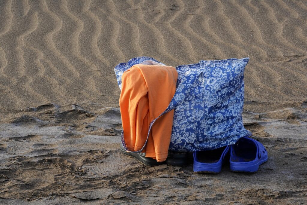 beach, clothing, shoes, nature, abandoned, gone, to bathe, sand