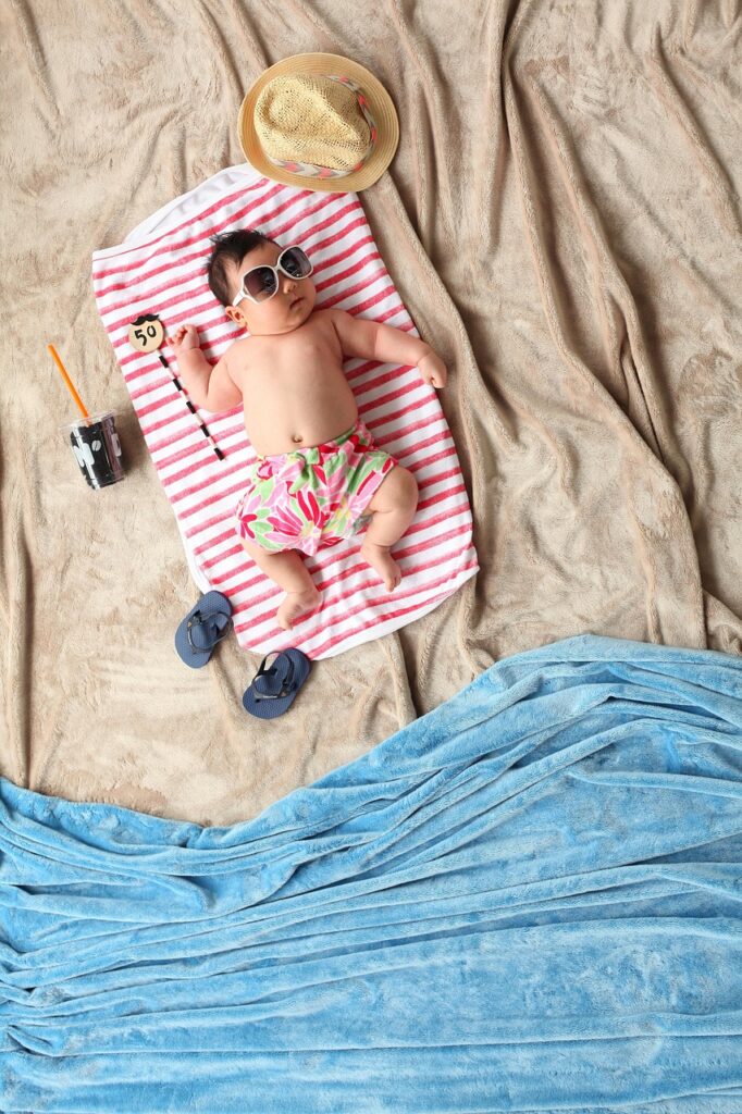 summer, baby, beach, children, little, cute, kid, towel, comfortable, resting, funny, nature, adorable