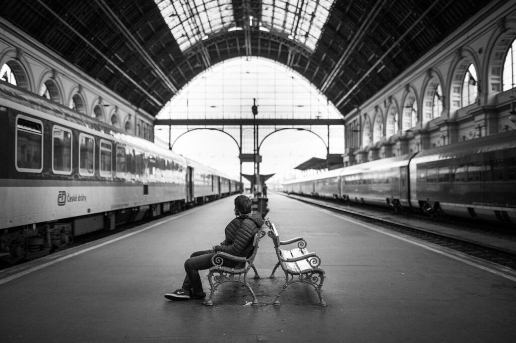 train station, adult, wait, waiting, benches, trains, commuter, commute, passenger trains, public transportation, transportation, city, man, person, railway, station, train, transportation system, travel, urban, passenger, railway system, black and white, monochrome, train station, train station, train station, wait, wait, waiting, waiting, waiting, waiting, station, train, train, train, train, train