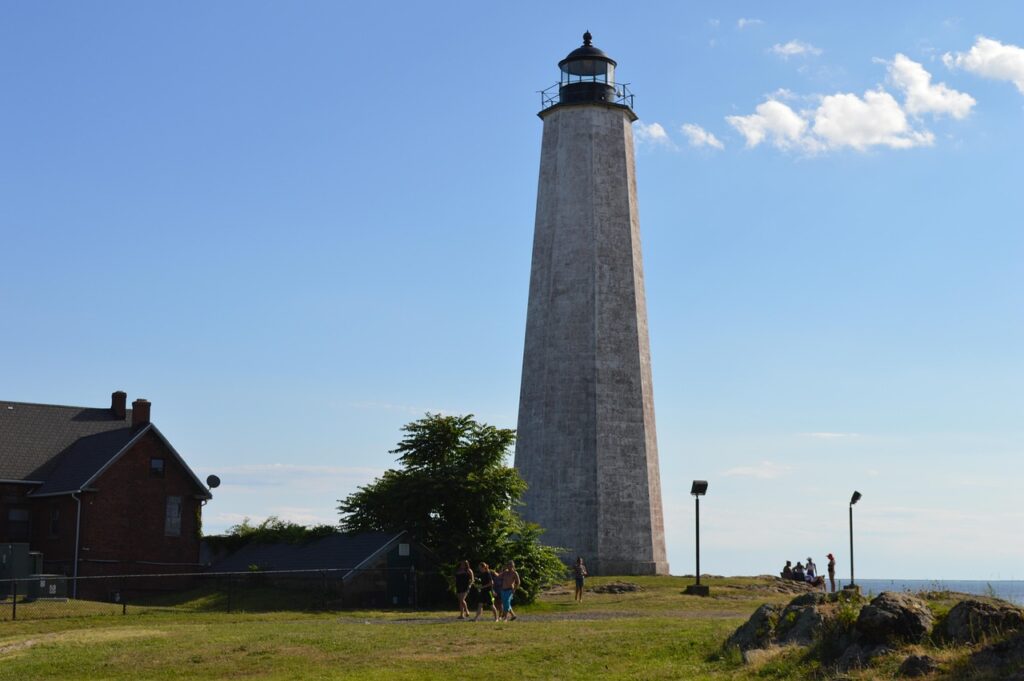 lighthouse, new haven, sky, connecticut, nature, beach, landmark, historic, architecture