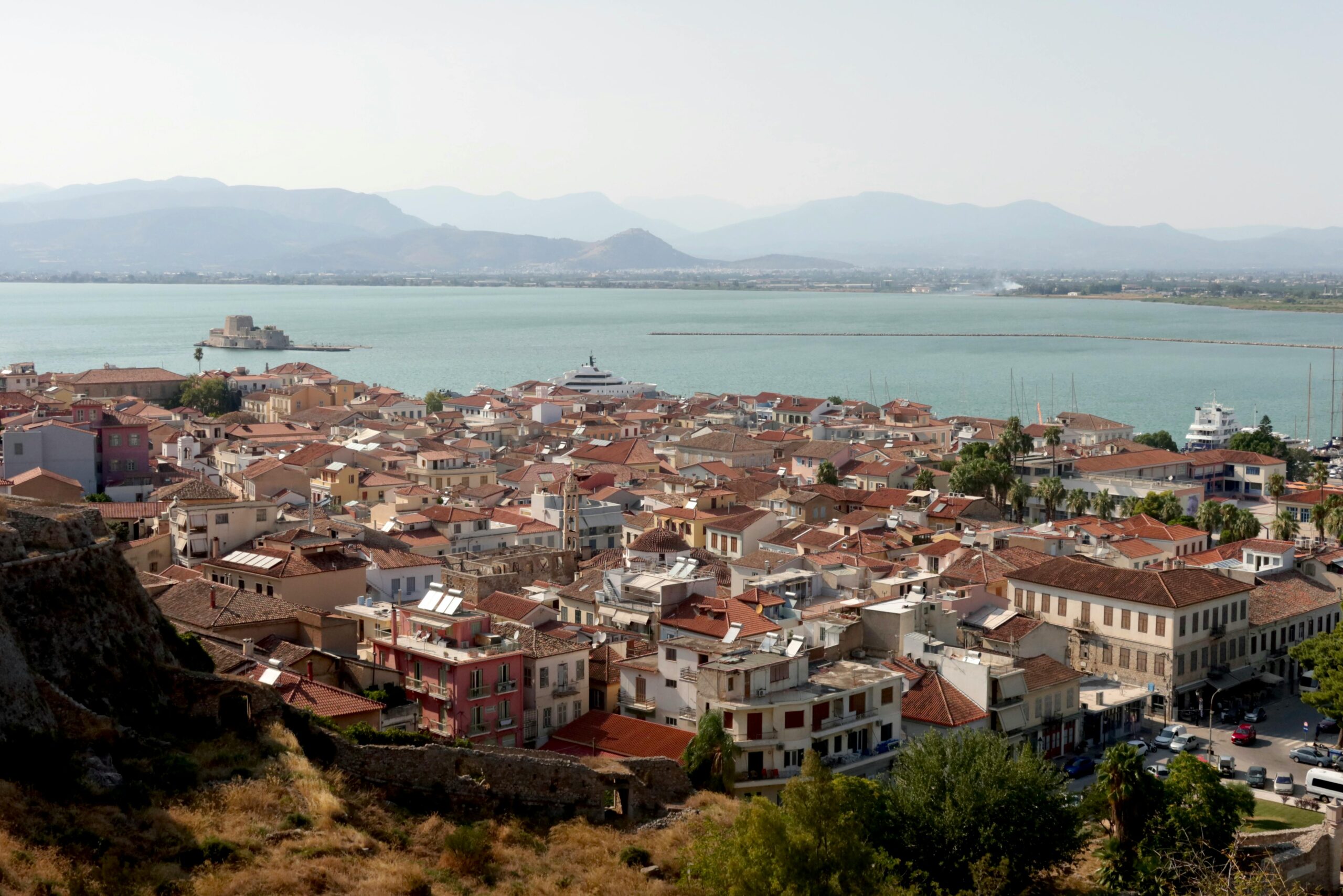 nafplion old city port in the background