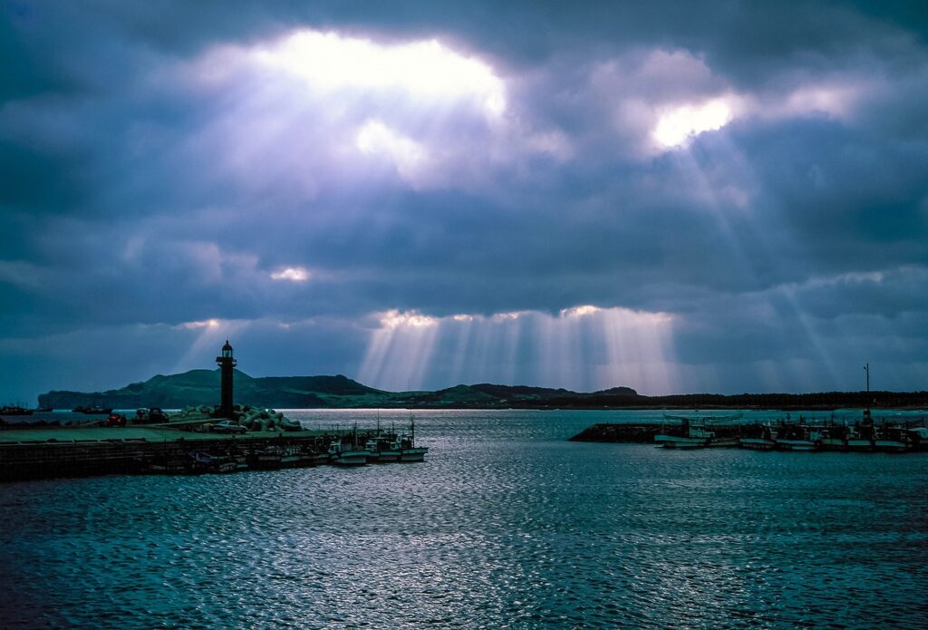 ocean, harbor, travel, sky, water, coast, boat, landscape, beach, cloud, nature, scenery, tourism, film camera