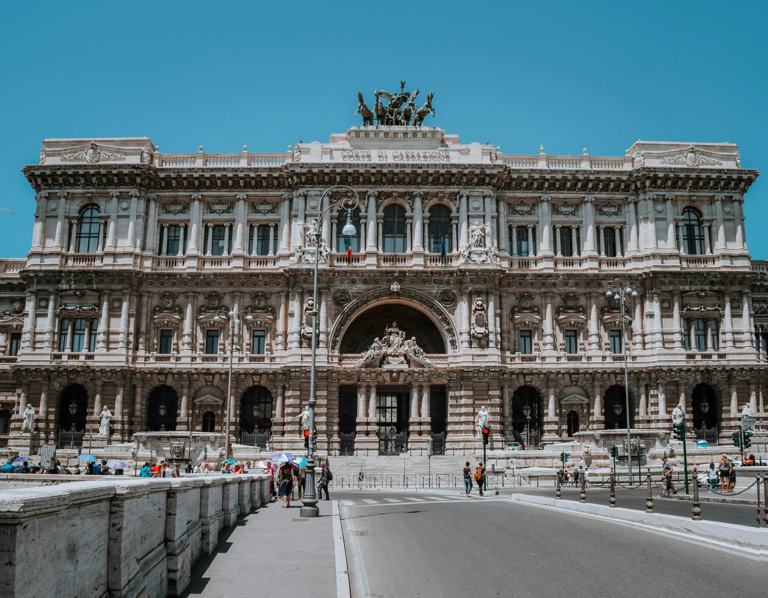 Capture of Rome's iconic Palace of Justice on a sunny day, showcasing its architectural splendor.
