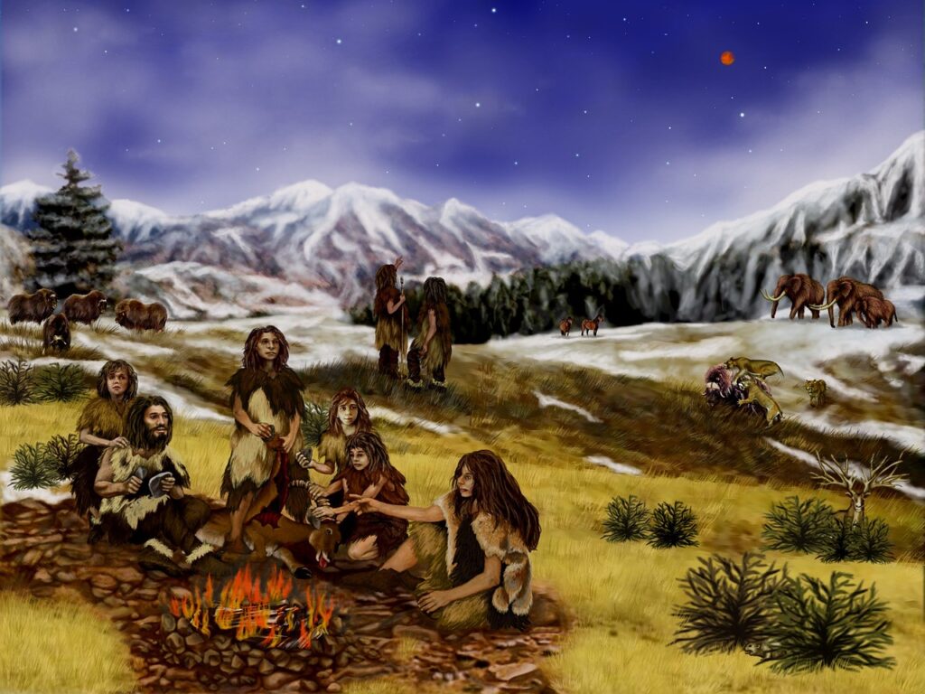 neanderthals, prehistoric, mountains, animals, landscape, people, primitive, nature, outside, snow, painting, art, drawing, wildlife, fire, camp, neanderthals, neanderthals, neanderthals, prehistoric, prehistoric, prehistoric, prehistoric, primitive, primitive, primitive, primitive, primitive