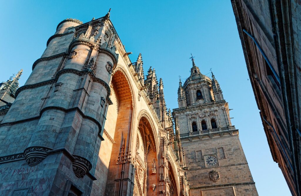salamanca, cathedral, gothic, baroque, romanesque, architecture, spain, unesco, art, culture, landmark, tourism, religion, historic center, facade