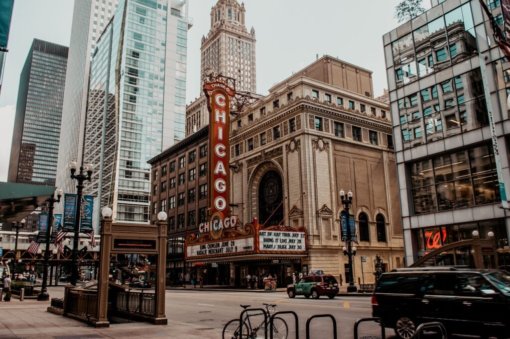 chicago, usa, building, skyscraper, architecture, cityscape, illinois, america, city, downtown, road, skyline, urban, to travel, chicago, chicago, chicago, chicago, chicago
