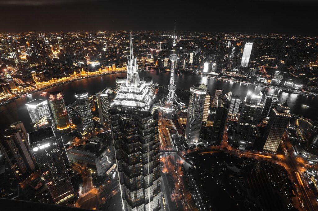night, city, shanghai, asia, east, nature, architecture, urban, lights, cityscape, skyline, skyscrapers, evening, dark, modern, buildings, water, town, outdoors, travel, glow, stores, business, china