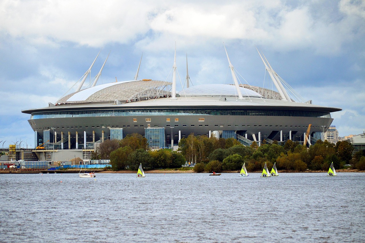 saint petersburg, stadium, fifa 2018, russia, st petersburg, saint, petersburg, new, soccer, football, construction, under construction, beautiful, modern, championship, competition, sport, world, cup, world cup, europe, 21st, tournament, host, blue football, blue cup