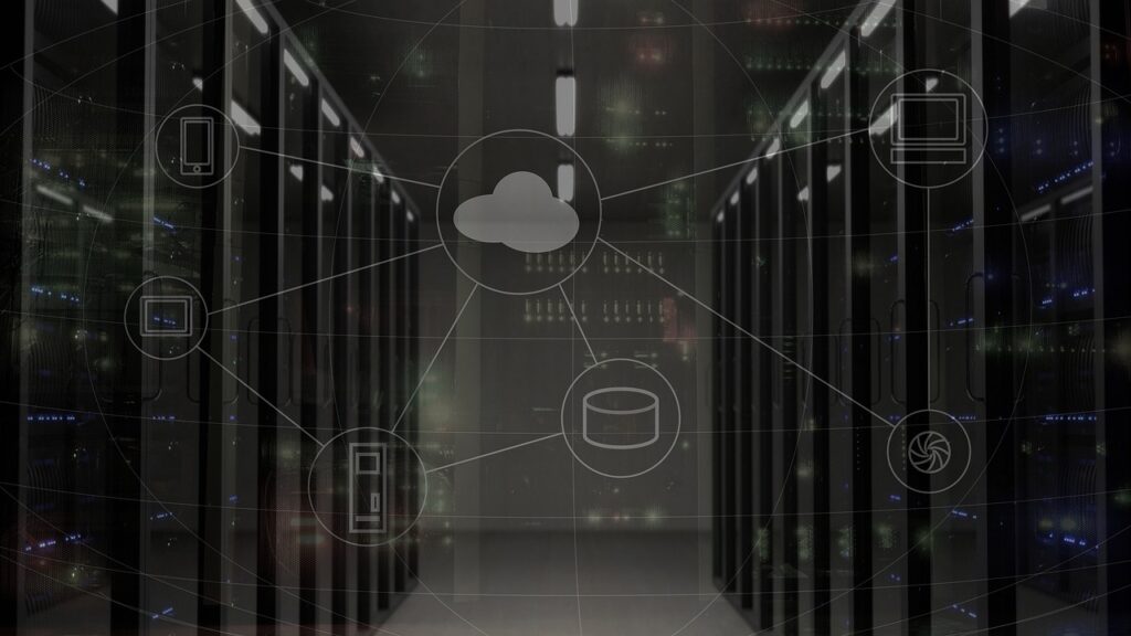network, server, system, infrastructure, managed services, connection, computer, cloud, gray computer, gray laptop, network, network, server, server, server, server, server