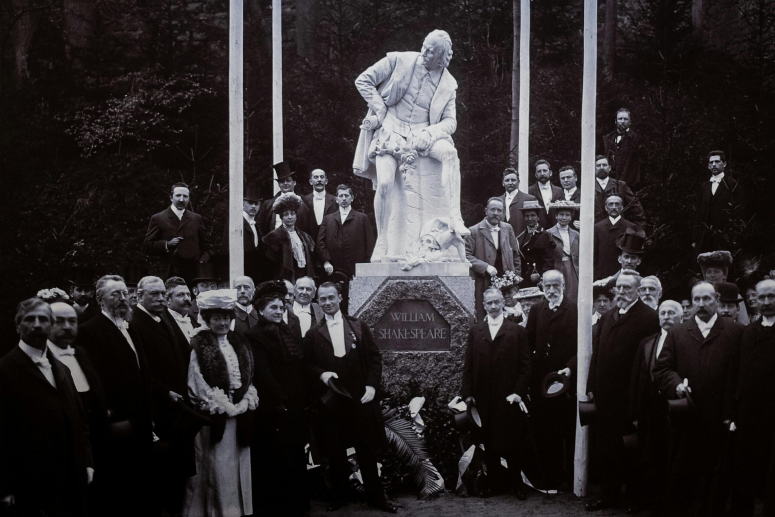 Vintage photo of Shakespeare statue inauguration in Weimar, Germany.