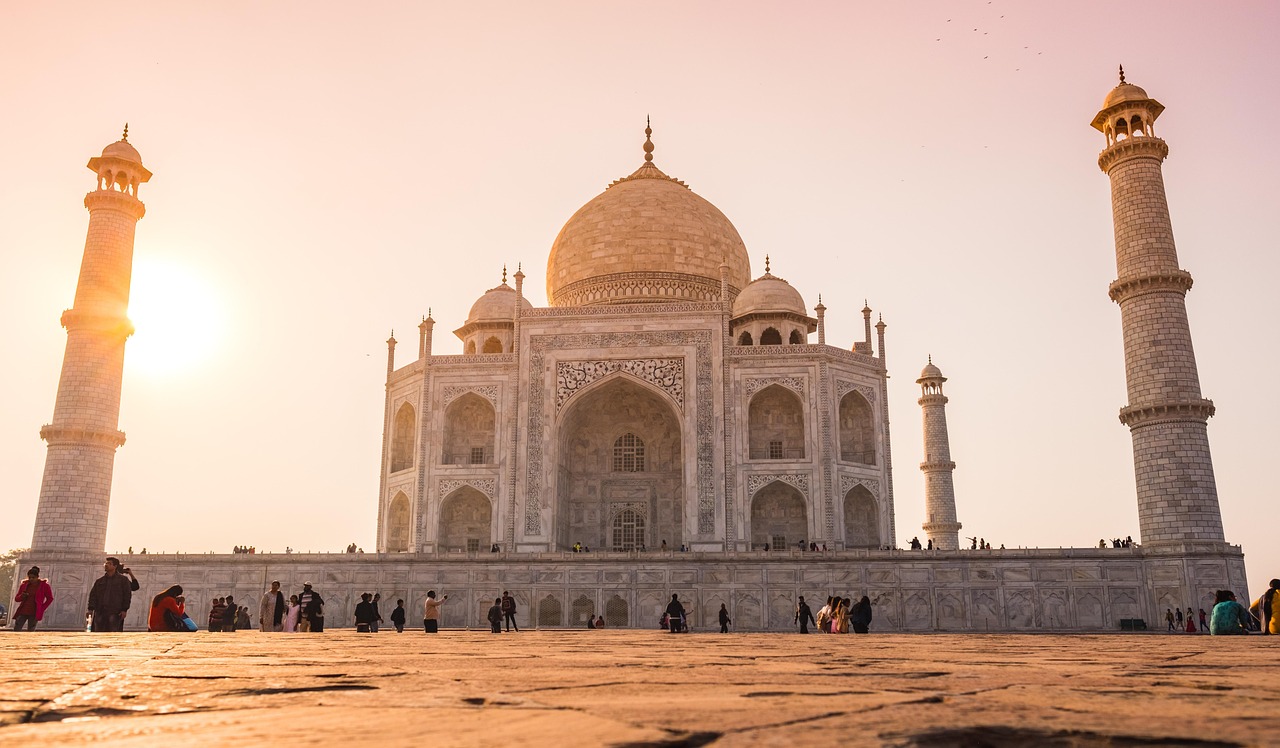 india, taj-mahal, agra, grave, temple, tomb, travel, landmark, marble, nature, religion, islam, asia, sunset, people