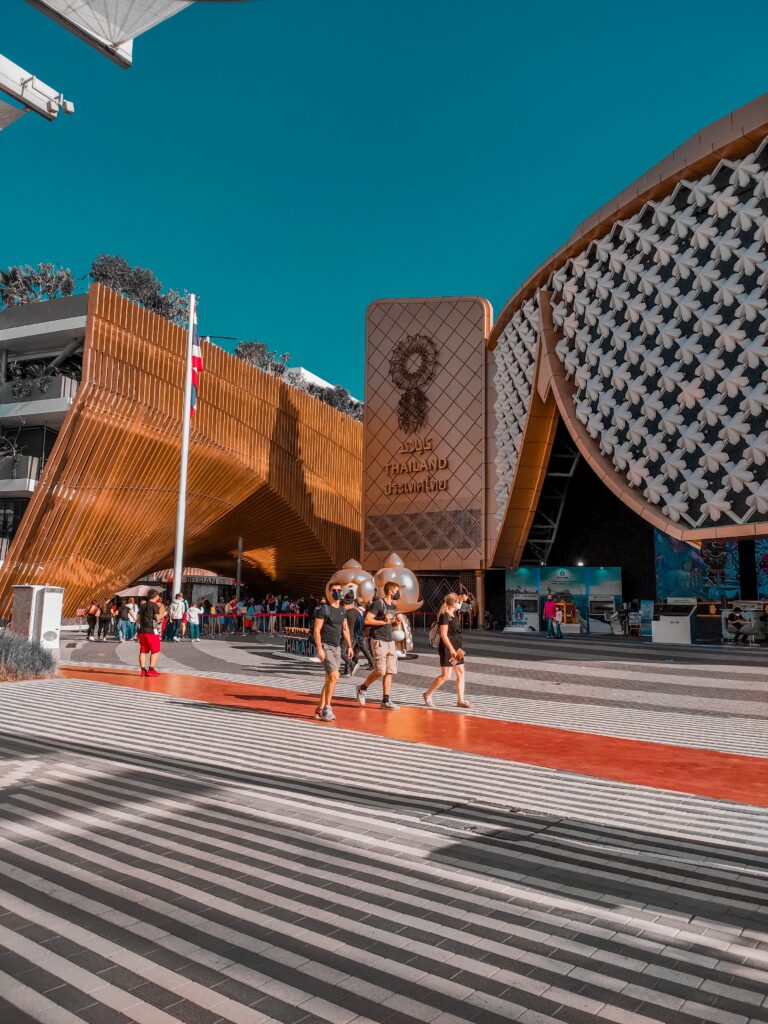 Explore the stunning architecture of the Thailand Pavilion at Dubai Expo 2020 in the UAE.