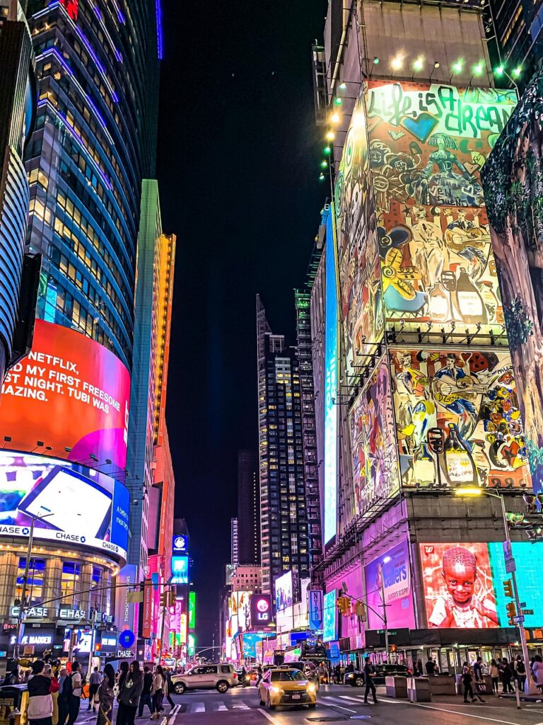 new york, time, broadway, ny, manhattan, car wallpapers, cities, america, the skyscraper, york, travel, new, architecture, neon, car, modern, road, tourism, center, street, city, people, light