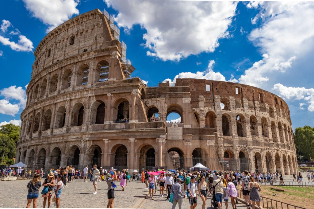 Explore the ancient Colosseum in Rome, a stunning architectural marvel attracting many tourists.